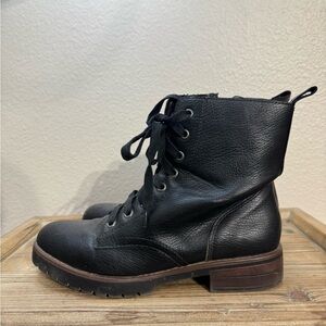 Black Leather Lace-Up Ankle Boots 7.5